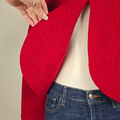 Tribal Red Wool Blazer Textured Collar Statement Jacket Size M