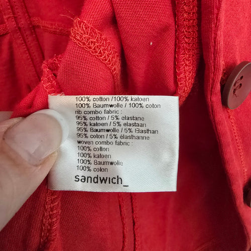 Sandwich Red Fitted Blazer Size M Tailored Stretch Jacket Classic