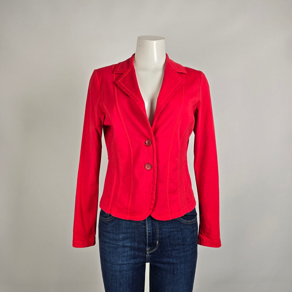 Sandwich Red Fitted Blazer Size M Tailored Stretch Jacket Classic