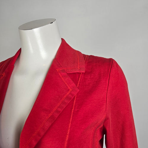 Sandwich Red Fitted Blazer Size M Tailored Stretch Jacket Classic