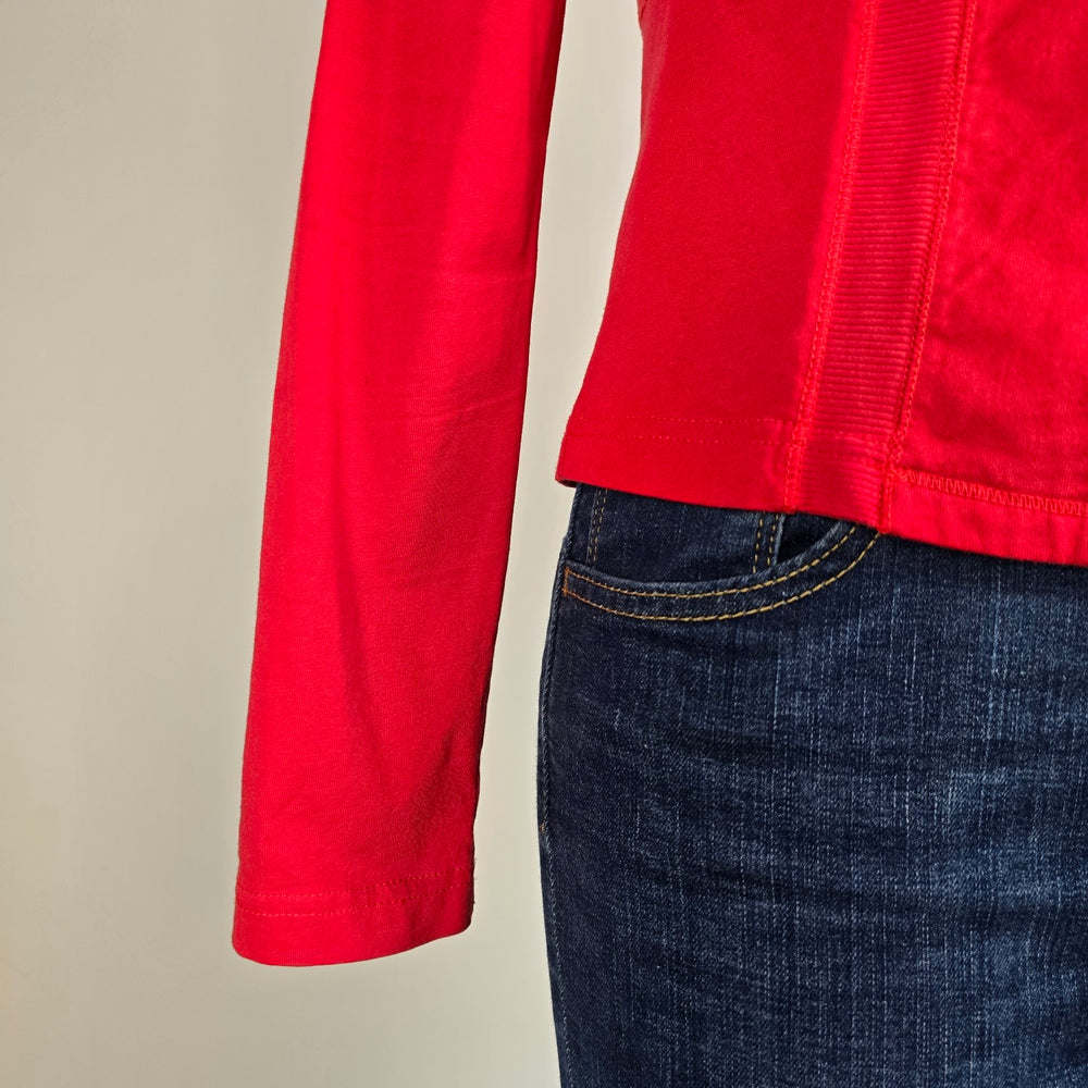 Sandwich Red Fitted Blazer Size M Tailored Stretch Jacket Classic