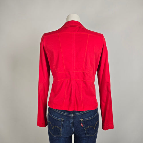 Sandwich Red Fitted Blazer Size M Tailored Stretch Jacket Classic