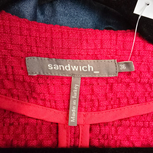 Sandwich Textured Red Blazer Size 6 Cotton Cropped Structured Jacket