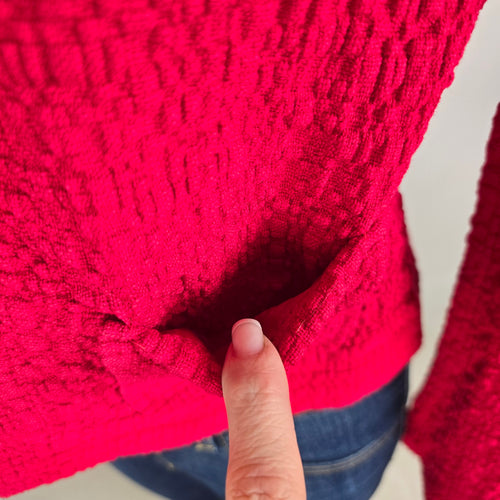Sandwich Textured Red Blazer Size 6 Cotton Cropped Structured Jacket