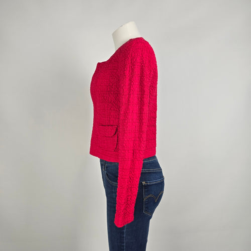 Sandwich Textured Red Blazer Size 6 Cotton Cropped Structured Jacket