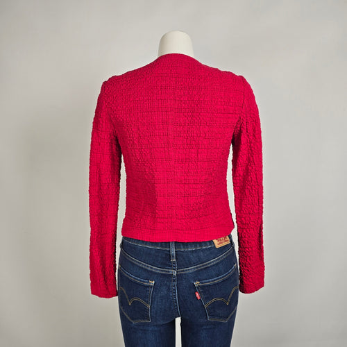 Sandwich Textured Red Blazer Size 6 Cotton Cropped Structured Jacket