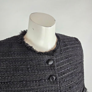 Zara Textured Black Longline Coat Size M Structured Military Button Jacket