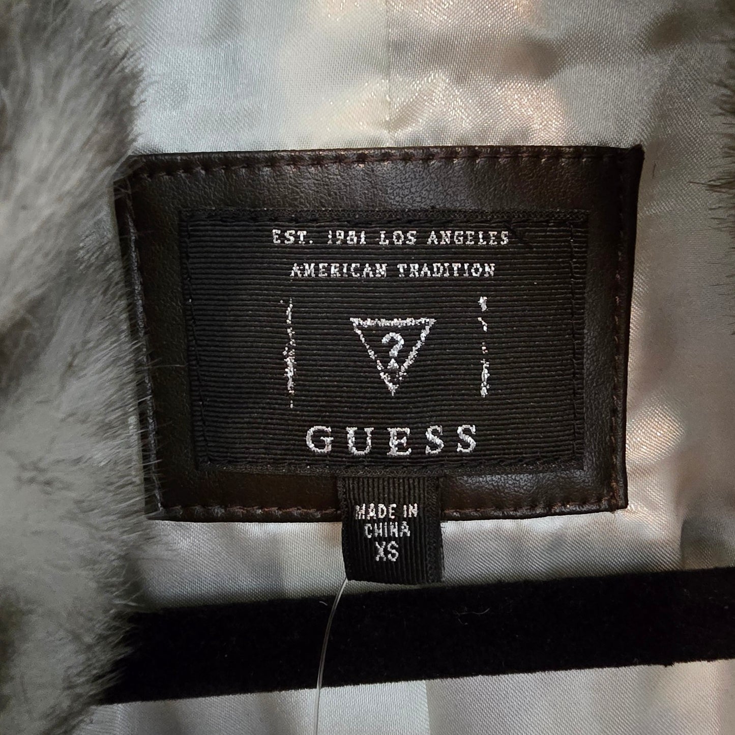 Guess Zebra Faux Fur Jacket Size XS Fitted Moto Style Zip Up Statement Piece