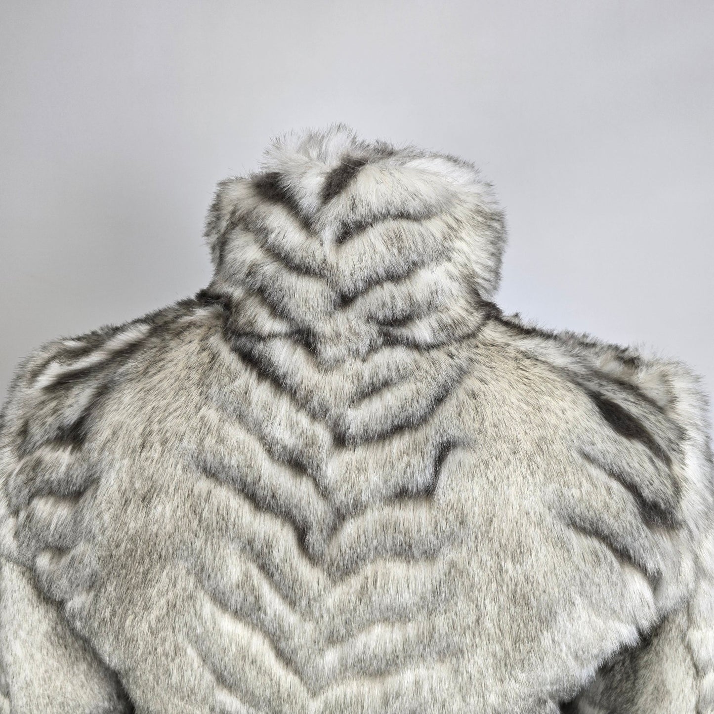 Guess Zebra Faux Fur Jacket Size XS Fitted Moto Style Zip Up Statement Piece