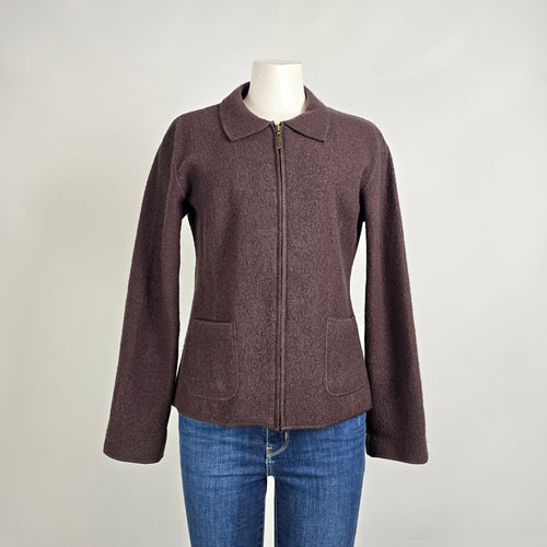 Rino Rossi Brown Wool Blend Jacket Size S Zip Front Minimal Classic Coat