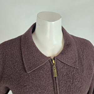 Rino Rossi Brown Wool Blend Jacket Size S Zip Front Minimal Classic Coat