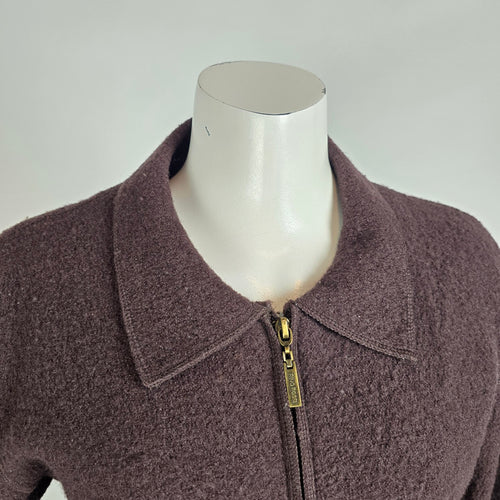Rino Rossi Brown Wool Blend Jacket Size S Zip Front Minimal Classic Coat