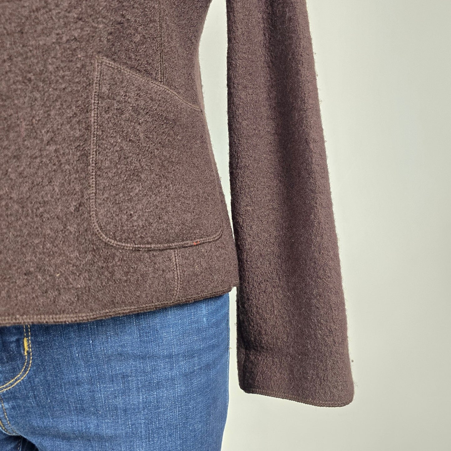 Rino Rossi Brown Wool Blend Jacket Size S Zip Front Minimal Classic Coat