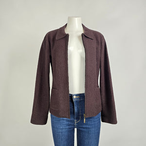 Rino Rossi Brown Wool Blend Jacket Size S Zip Front Minimal Classic Coat
