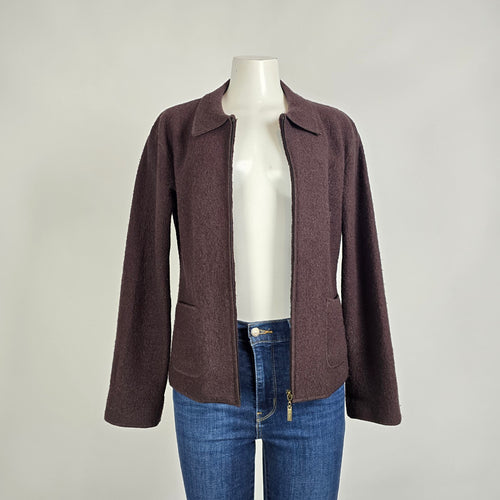 Rino Rossi Brown Wool Blend Jacket Size S Zip Front Minimal Classic Coat