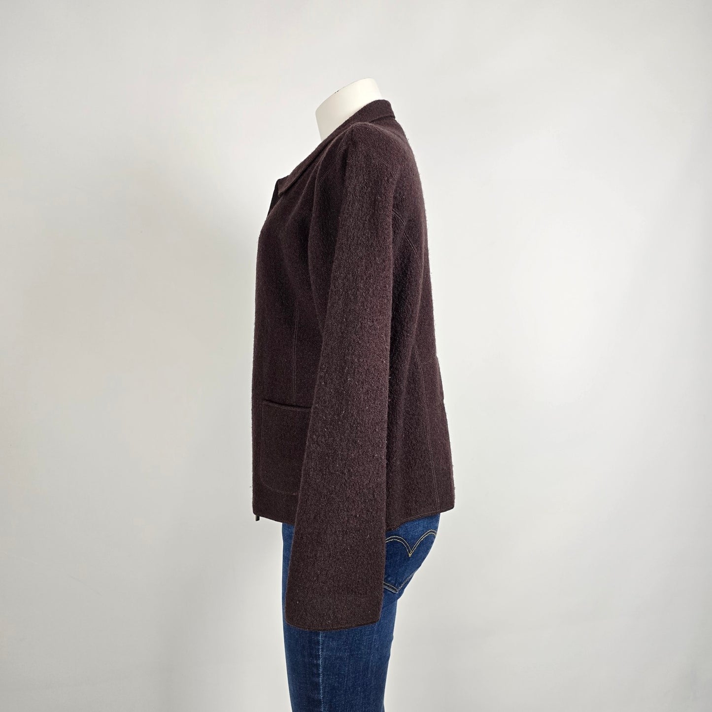 Rino Rossi Brown Wool Blend Jacket Size S Zip Front Minimal Classic Coat