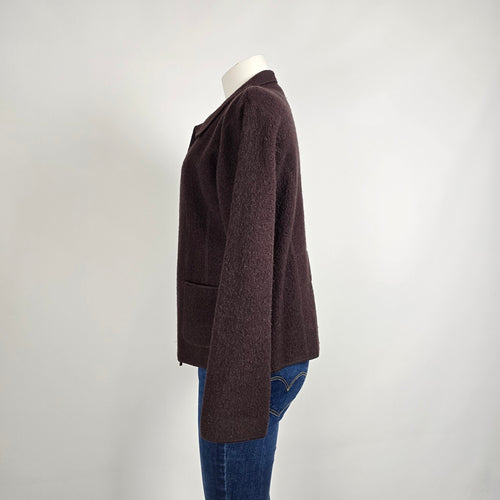 Rino Rossi Brown Wool Blend Jacket Size S Zip Front Minimal Classic Coat