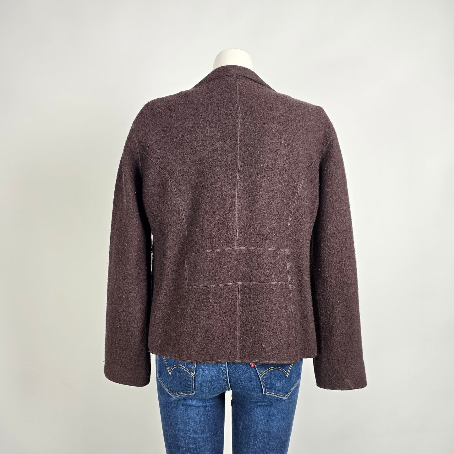 Rino Rossi Brown Wool Blend Jacket Size S Zip Front Minimal Classic Coat