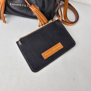 Dooney & Bourke Bucket Bag Black Smooth Leather Drawstring Purse Crossbody