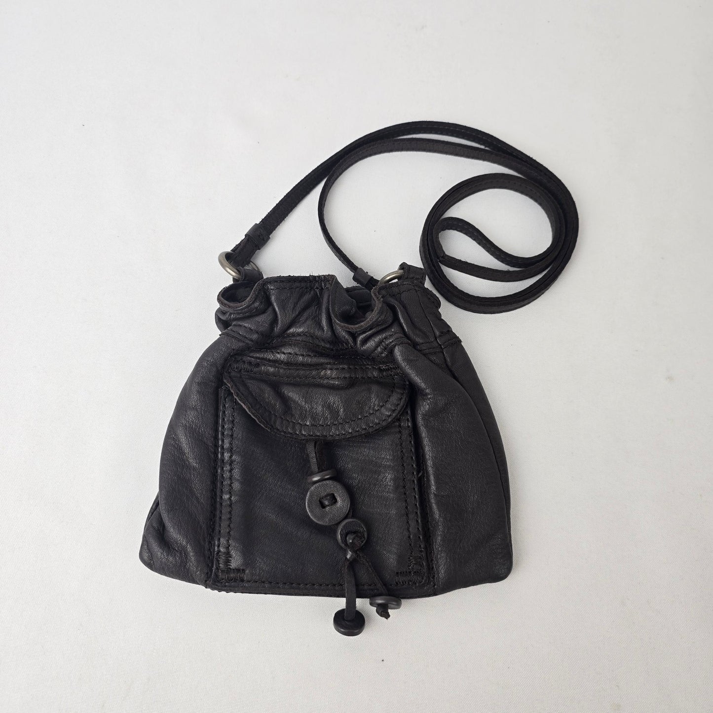 Vintage Old Navy Brown Leather Mini Pouch Crossbody Purse