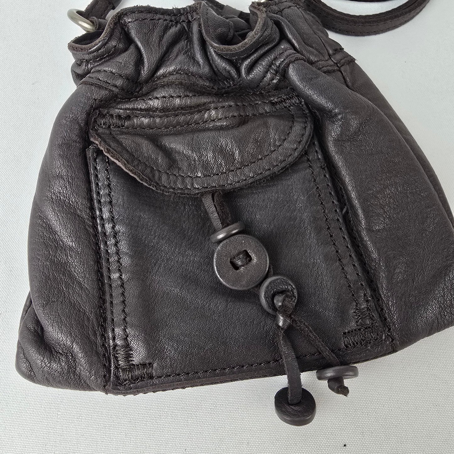 Vintage Old Navy Brown Leather Mini Pouch Crossbody Purse