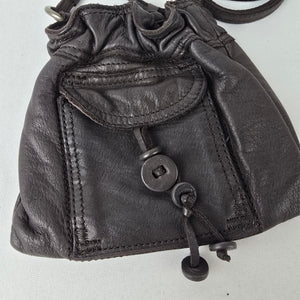 Vintage Old Navy Brown Leather Mini Pouch Crossbody Purse