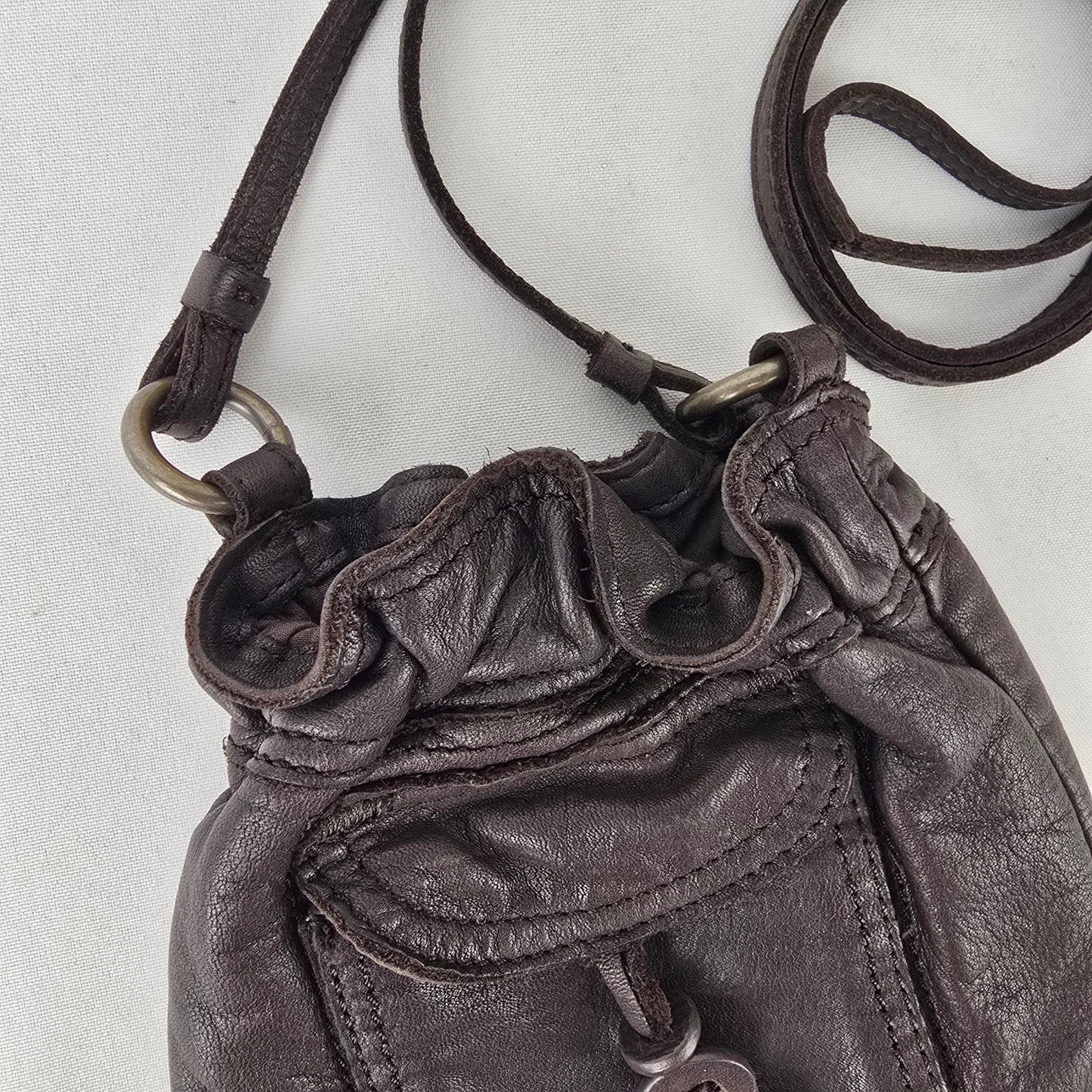 Vintage Old Navy Brown Leather Mini Pouch Crossbody Purse