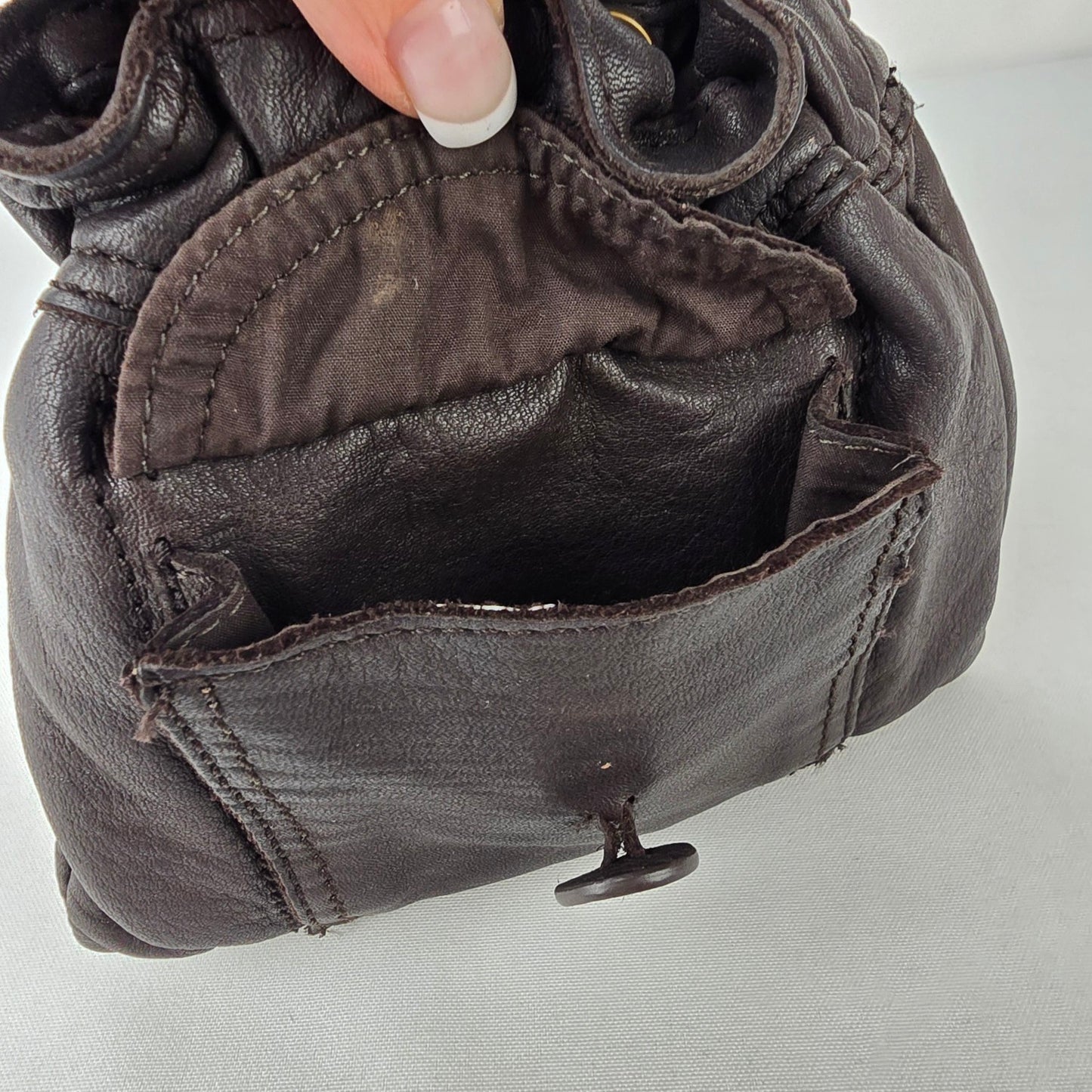 Vintage Old Navy Brown Leather Mini Pouch Crossbody Purse