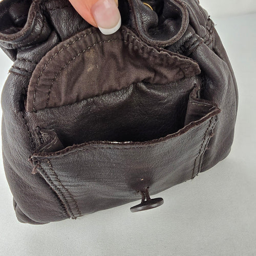 Vintage Old Navy Brown Leather Mini Pouch Crossbody Purse