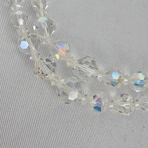Vintage Crystal Beaded Necklace Aurora Borealis Multi Strand Sparkle Statement