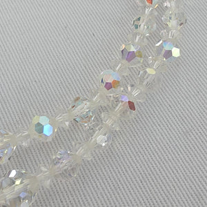Vintage Crystal Beaded Necklace Aurora Borealis Multi Strand Sparkle Statement