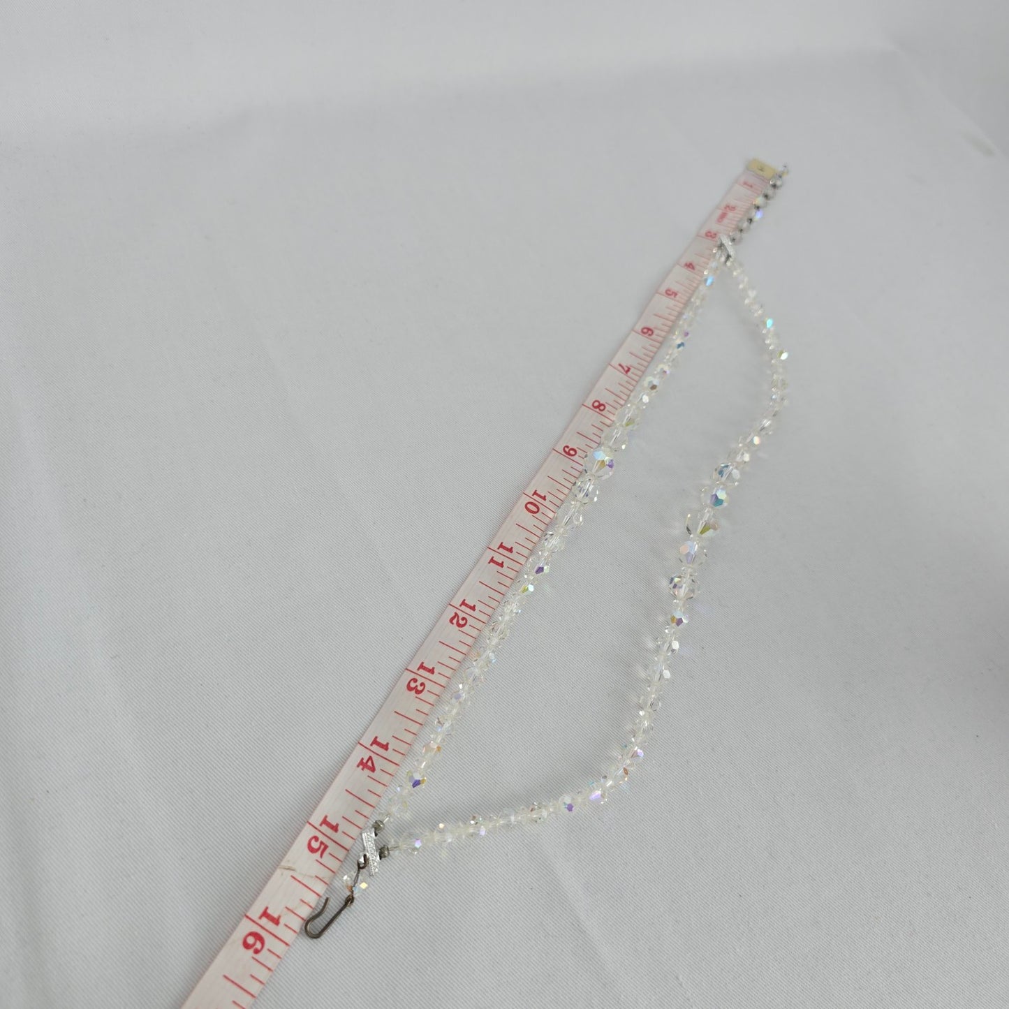 Vintage Crystal Beaded Necklace Aurora Borealis Multi Strand Sparkle Statement