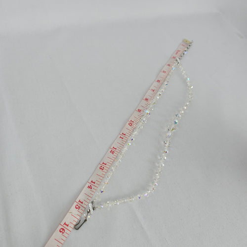 Vintage Crystal Beaded Necklace Aurora Borealis Multi Strand Sparkle Statement