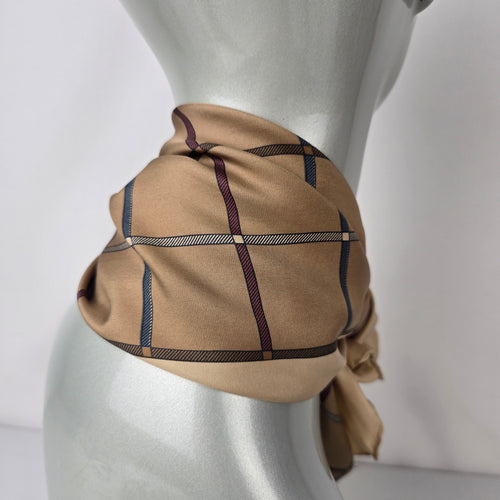 Vintage Burberrys Silk Scarf Made in Italy Equestrian Print Beige Square
