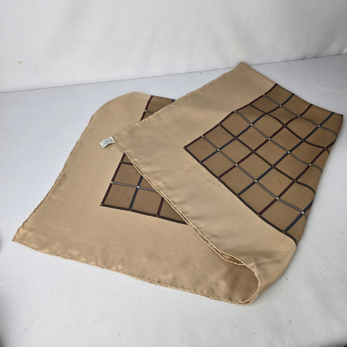 Vintage Burberrys Silk Scarf Made in Italy Equestrian Print Beige Square