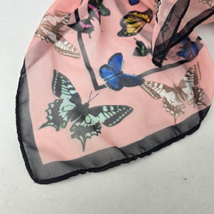 Pink Butterfly Skull Sheer Scarf Goth Edgy Festival Lightweight Wrap