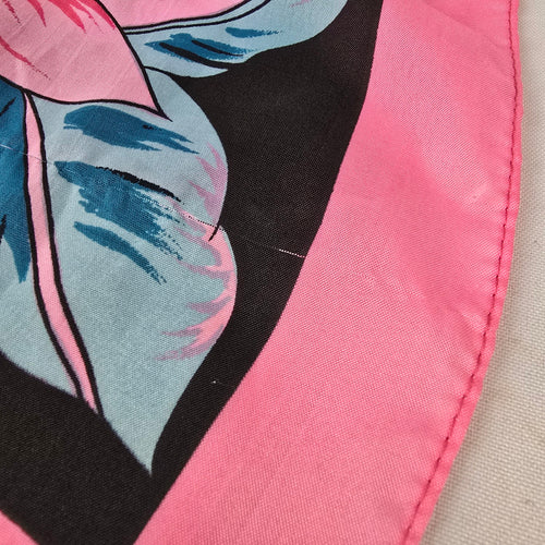 Bright Pink Tropical Floral Satin Scarf Bold Statement Summer Wrap