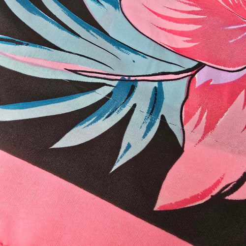 Bright Pink Tropical Floral Satin Scarf Bold Statement Summer Wrap