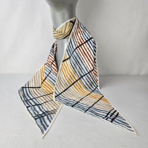 Usna Twilly Scarf Neutral Abstract Skinny Scarf Bag Handle Wrap Hair Scarf