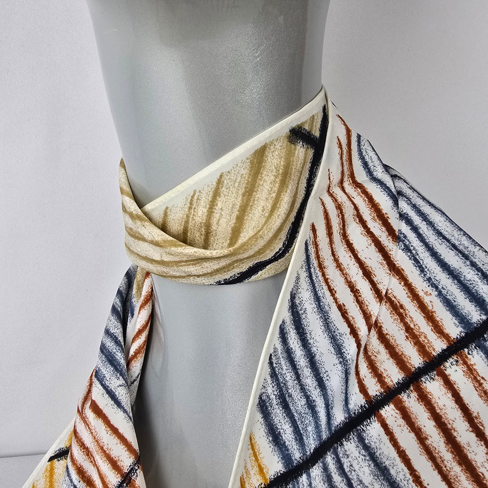 Usna Twilly Scarf Neutral Abstract Skinny Scarf Bag Handle Wrap Hair Scarf