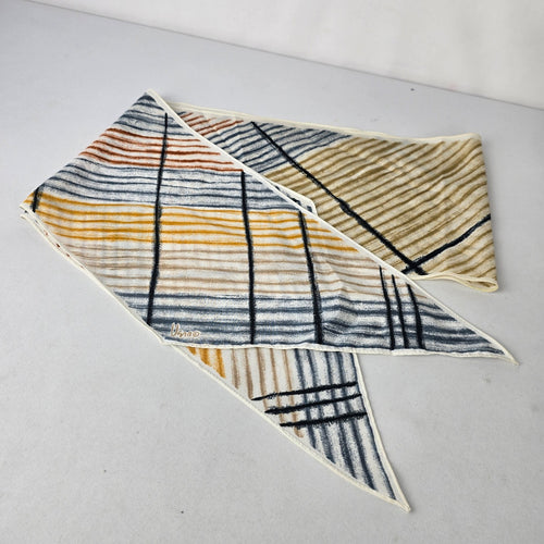 Usna Twilly Scarf Neutral Abstract Skinny Scarf Bag Handle Wrap Hair Scarf