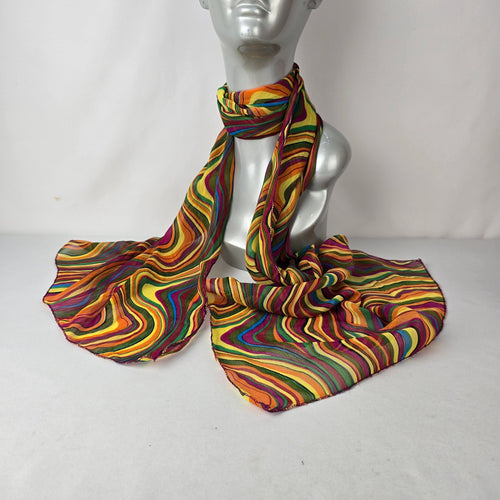70s Psychedelic Swirl Scarf Retro Boho Festival Colorful Lightweight Wrap