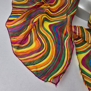70s Psychedelic Swirl Scarf Retro Boho Festival Colorful Lightweight Wrap