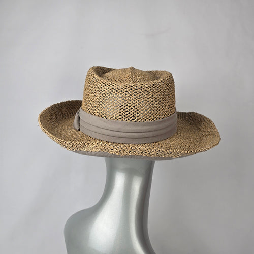 Straw Boater Hat Wide Brim Summer Vacation Neutral Band Seagrass Sun Hat