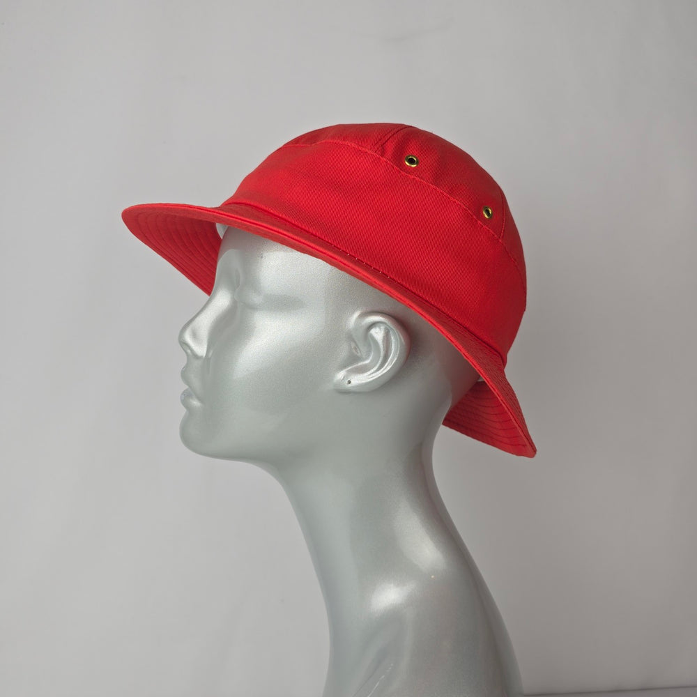 Vintage Red Cotton Hat Wide Brim Safari Style Statement Summer Hat