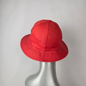 Vintage Red Cotton Hat Wide Brim Safari Style Statement Summer Hat