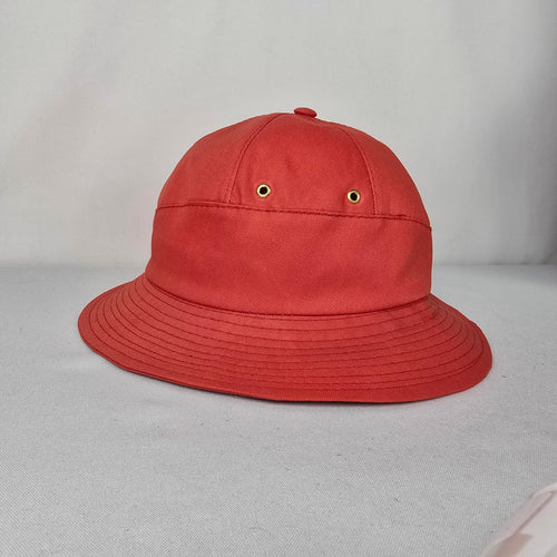 Vintage Red Cotton Hat Wide Brim Safari Style Statement Summer Hat