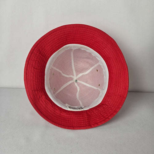 Vintage Red Cotton Hat Wide Brim Safari Style Statement Summer Hat