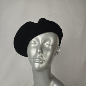 Black Wool Beret Classic French Style Soft Knit Hat Chic Minimalist