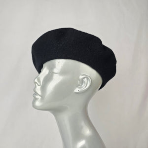 Black Wool Beret Classic French Style Soft Knit Hat Chic Minimalist